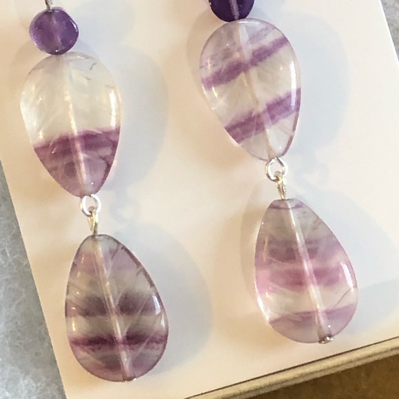 Fluorite & Amethyst Earrings - Picture 5 of 7